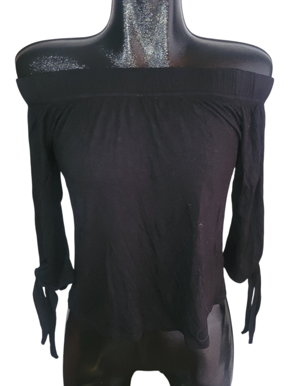 Black Off-Shoulder Tie-Sleeve Women’s Sweater Size XS
